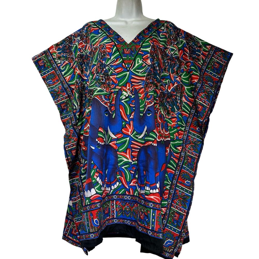 my take elephant butterfly short kaftan beach cover up OS